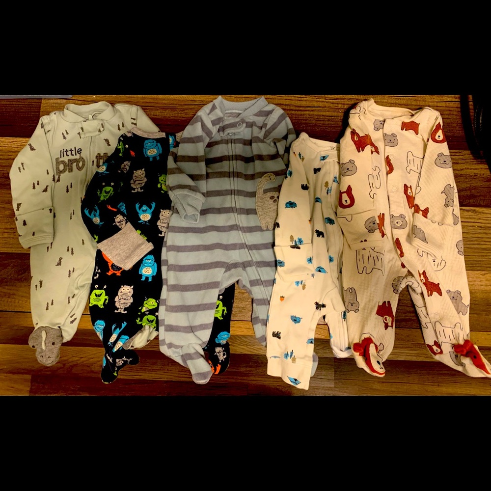 Five Newborn Baby Boy Sleeper Pajamas